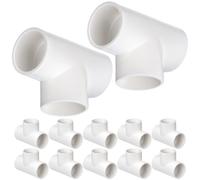 QWORK® 12 Pieces 3-Way T-Piece Pipe Fittings, 25 mm Inner Diameter (White), PVC Plastic Pipe Corner Connectors, for Greenhouse Frames,Water Pipe,Garden