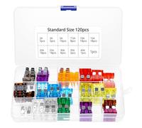QWORK® 120-Piece Assorted Car Fuse Kit, Standard Amp Fuses for Caravans & Autos，2A /3A / 5A/ 7.5A/ 10A/ 15A/ 20A/ 25A/ 30A/ 35A/40A