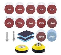 QWORK® 120 Pieces 3" Sanding Discs Pad Set, Grit 80 to 3000, 1/4" Shank, 50mm & 75mm Sanding Discs, for Electric and Pneumatic Devices