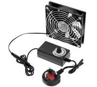 QWORK® 120mm Computer Fan with Speed Controller, 3000RPM Adjustable Cooling Fan for Server Cabinet, AV Equipment, Router & TV Box, AC Powered 12V DC Case Fan with Metal Grill