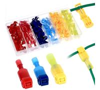 QWORK® 120pcs T-Tap Wire Terminals Kit, T-Tap Electrical Connectors, Spade Terminals Kit, with Storage Case for Automotive & Electrical Applications
