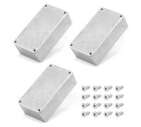 QWORK 125B/1590N1 Aluminium Stomp Box Enclosures, 122 x 66 x 39.5 mm, Unfinished DIY Guitar Pedal Cases with Screws and Rubber Mats, 3 Pcs