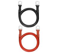 QWORK® 12V Car Battery Cables 2AWG 35mm² - 50 cm Red & Black Inverter Cables Copper Wires with M10 Ring Terminals for Automotive Motorcycle Truck RV Boat