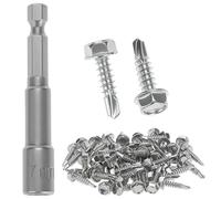 QWORK® 150 Pack M4.2x16mm 410 Stainless Steel Self Drilling Hex Head Screws with 1Pc Hex Socket