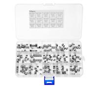 QWORK® 150 Pcs 15 Value Glass Fuse Assortment Kit, 5x20mm 0.5A-20A Glass Fuse, for Eectrical Euipment