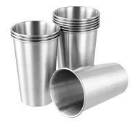 QWORK 16 Ounce Stainless Steel Pint Cups - 10 Pack, 304 Food Grade, 450ml - for Coffee, Tea, Cold Drinks, Home and Outdoor Use