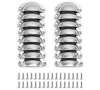 QWORK® 16 Pcs Shell Cup Handles Drawer Handles, Half Moon Cup Pulls for Kitchen Cupboard Cabinet Drawer, Furniture Hardware Pull Handles Screws Included (Silver)