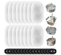 QWORK® 16 Replacement Activated Carbon Filters + 16 Foam Filters for 3.2L/2L Cat Water Fountain - Triple Filtration System