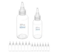 QWORK® 16pcs Plastic Squeeze Dispensing Bottles, 30ml/60ml, Small Dispensing Bottles, Squeeze Bottle with Nozzle for Various Liquids