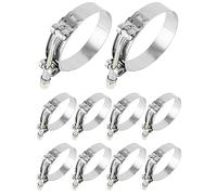 QWORK 2.5" T-Bolt Hose Clamp Stainless Steel, 10 Pack Working Range 70mm - 78mm for 2.5" Hose ID, Turbo Intake Intercooler Hose Clamp, WD30349
