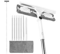 QWORK® 2 IN 1 Window Squeegee Cleaner Kit, 12FT (3.7m) Long Reach, Angle Adjustable, Indoor/Outdoor High Window Cleaning Tool