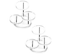 QWORK® 2 Pack 3 Tier Mini Acrylic Display Stand with 5cm Round Trays - Clear Acrylic Riser for Rings Earrings Bracelets Watches Mini Figurines