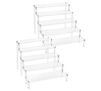 QWORK® 2 Pack 5 Tier Clear Acrylic Display Stand, 30x32x25cm, 4mm Thickened Board, for Figures, Cupcake, Dessert, Perfume, Nail Polish, Condiment