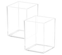 QWORK® 2 Pack Acrylic Makeup Brush Pot, Pencil Holder, Clear Desk Organisers for Office, Classroom, & Home
