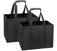 QWORK® 2 Pack Bottle Bags for 12 x 1.5L Bottles, Tear-Resistant Oxford with Dividers and Carry Handle, Foldable Carry Bag for Shopping and Camping,45x27x27cm