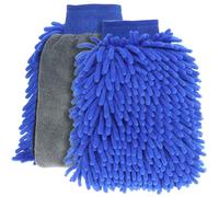 QWORK® 2 Pack Car Wash Mitts - 3 in 1 (Chenille/Mesh/Coral Velvet) with High Water Absorption - Waterproof Lining Keeps Hands Dry
