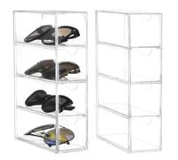 QWORK® 2 Pack Clear Acrylic Sunglasses Organizer - 17.5x24.6x6.5 cm - Stackable Storage drawer for Eyewear, Jewelry, and More