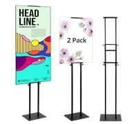 QWORK® 2 Pack Double-Sided Sign Holder Stand, Adjustable Poster Display Stand for Signs Menus Posters Foam Boards Size up to 83" / 210cm