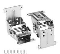 QWORK® 2 Pack Folding Lock Extension Self Locking Foldable Hinge Hardware for Table Bed Leg Feet Screws Included - Silver