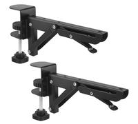 QWORK® 2 Pack Folding Shelf Bracket with Table-Mount Clip, Table Desk Extender - 19cm / 7.5 Inch - Load up to 220lbs