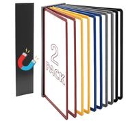 QWORK 2 Pack Magnetic Wall Document Holder System - 10 A4 Panels in Black - Includes Magnetic Plate and Screws for Easy Installation