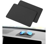 QWORK® 2 Pack Non Slip Car Dashboard Mat - 18x13cm Diamond Gid Pattern PU Material - Multi-Functional Anti Slip Grip Mat for Phones, Sunglasses, Keys, and More