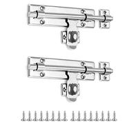 QWORK® 2 Pack PadBolt Gate Bolts 6 Inch/16cm, Stainless Steel Lockable Sliding Bolt for Use with Padlock