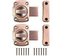 QWORK® 2 Pack Rotating Bolt Latch Lock, Red Bronze Finish, Heavy Duty Zinc Alloy Surface-Mount Privacy Door Lock for Standard Bathroom/Bedroom Doors & Gates, 55 x 39.5 mm (Not for Small/Narrow Doors)