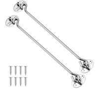 QWORK® 2 Pack Stainless Steel Hook and Eye Latch, for Barn Doors, Garage Doors, Garden Gate Latches, with Mounting Screws, 10"/25 cm