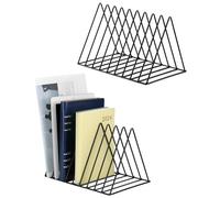 QWORK® 2 Pack Triangle Book Organiser, File Rack Book Storage Rack, 9 Slots, Magazine Stand, To Store Magazines, Books, Photo Albums
