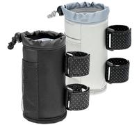 QWORK® 2 Pack Universal Bike Bottle Holder Drink Holder with Mesh Pocket and Drainage Hole - Fits Stroller, ATV, Wheelchair, Golf Cart - Easy Install with Adjustable Straps