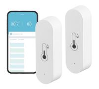 QWORK® 2 Pack WiFi Temperature Humidity Sensor, Remote Temperature Humidity Monitor, Compatible with Cozylife App