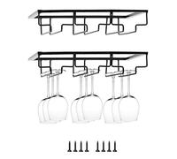 QWORK® 2 Pack Wine Glass Rack, 3 Rows Wine Glass Holder, Metal Wine Glasses Hanger, For Bar Kitchen, Black