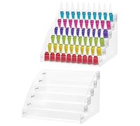 QWORK® 2 Packs 6 Tiers Nail Polish Holder Organizer, Acrylic Nail Display Shelf, Clear Rack, Holds 60 Bottles