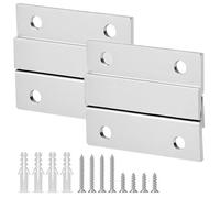 QWORK® 2 Pairs Aluminum French Cleat Picture Hanger Mirror Hanger, 2"/50mm, Supports 30lbs/13.6KG - Interlocking Wall Mount Bracket Hardware Kit
