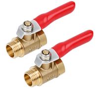 QWORK® 2 PCS Brass Ball Valve Shut Off Switch, 1/4" BSPT Male x 1/4" BSP Female,180 Degree Shut Off Switch