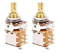 QWORK 2 Pcs Brass Full Push/Pull Guitar Pots A500K Audio Taper Potentiometers for Bass Guitar Replacement