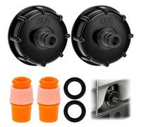 QWORK® 2 Pcs IBC Tank Adapter, S60X6 1/2" Water Storage Tank Tap Cover, Black, With 2 tap connectors