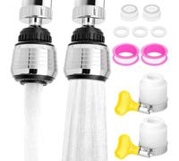 QWORK® 2 Pcs Tap Aerator, 360° Adjustable Kitchen Faucet Spray Head, 2 Modes Tap Spray Head mit Universal Connectors
