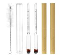 QWORK® 2-Piece Alcohol Meter Hydrometer Set 0-100 Vol%, Includes Cylinder Brush + Glass Measuring Cylinder