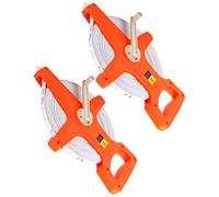 QWORK® 2 Piece Open Reel Tape Measure, Fibreglass Surveyors Tape, 100M /330 FT