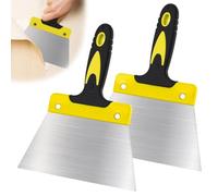 QWORK® 2 Piece Painter's Spatula Set, 18 cm Wallpaper Scraper & Spatula Knife - Ergonomic Silicone Handle, Flexible Spring Steel Blade