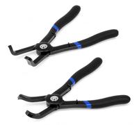QWORK 2-Piece Push Pin Removal Pliers, 30 & 80 Degree Offset Fastener Remover - Heavy Duty Spring-Loaded Tool for Automotive Trim, Door Panel, Bumper & Fender Clip Removal