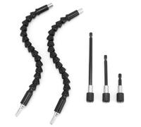 QWORK® 2 Pieces 1/4’’ Flexible Drill Bit Extension Shaft 30cm, 3 Pieces 1/4 Inch Hex Shank Extension Rod,Screwdriver Bit Holder, 60mm, 100mm, 150mm