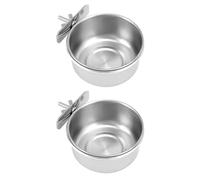 QWORK® 2 Pieces Bird Feeding Cups with Wing Nut, Stainless Steel Food Water Bowls for Bird Hamster Small Pet Cages (4 x1.8in/10x4.5cm)