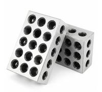 QWORK 2 Pieces Parallel Blocks Metric 1-2-3 Blocks, 23 Holes Clamping Blocks, Size 25 x 50 x 75 mm, Precision 0.005 mm, Milling Machine Accessories