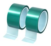 QWORK® 2 Rolls Heat Resistant Tape 50mm x 33m, PET High Temperature Tape Sublimation Tape for Electronics Printing Circuit Board Soldering Masking (Green)