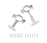 QWORK 2" Wall Mount Ceiling Mount Pipe Support, 2 Pack Adjustable Stainless Steel Bracket Clamp, for 1-1/2" Pipe, Tube or Rod Fixing, WD30645