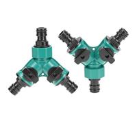 QWORK® 2 Way Garden Hose Pipe Connector | Y-Splitter with Individual On/Off Valves | Quick Hose End Connector for 9-25 mm Diameter
