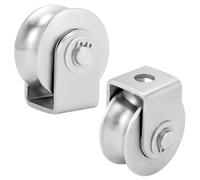 QWORK® 2 x 48 mm pulley pulley with welding block, made of stainless steel, load capacity 250 kg, suitable for automatic gates and steel cable up to 10 mm